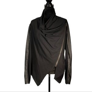 Blank NYC Women's Black Leather Leather Vegan Moto Asymmetrical Draped Cowl